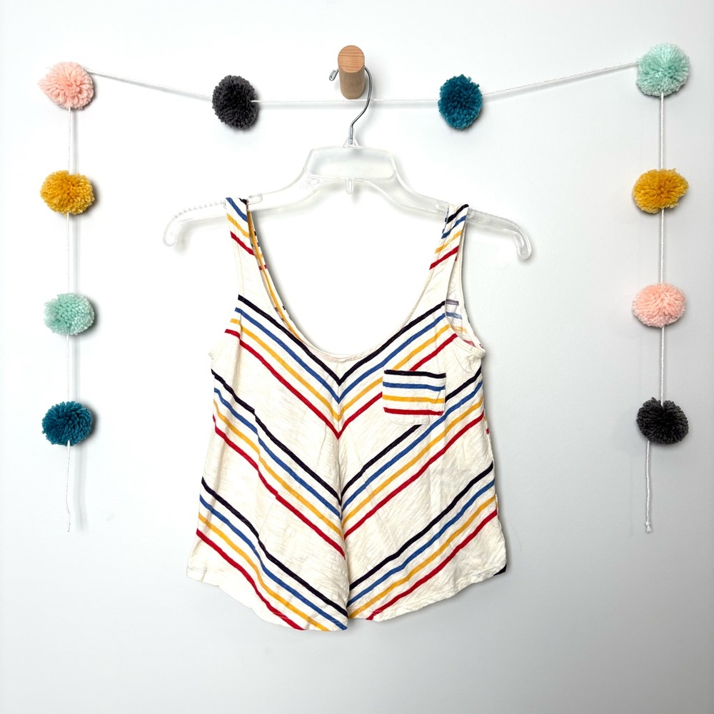 BDG Multicolor Striped White Cream Tank
